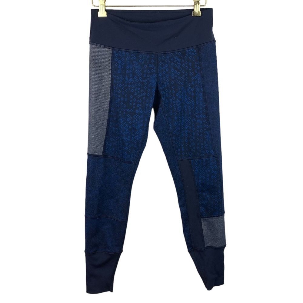 Lululemon women’s wonder under navy shashiko patchwork activewear leggings sz 6
